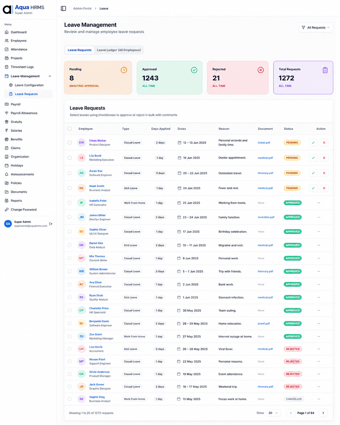 Leave module interface
